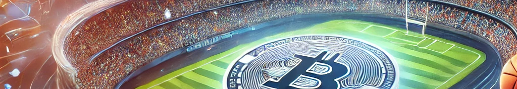 Ein Stadion mit einer BTC-Münze